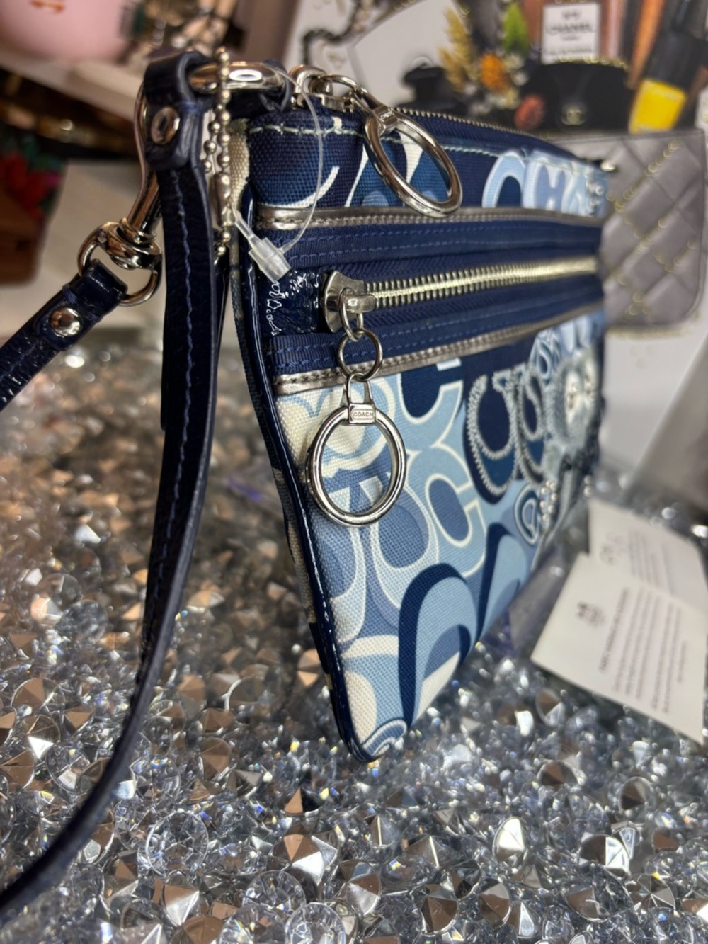 Coach Poppy Blue Denim Glam wristlet NWOT - Picture 6 of 12